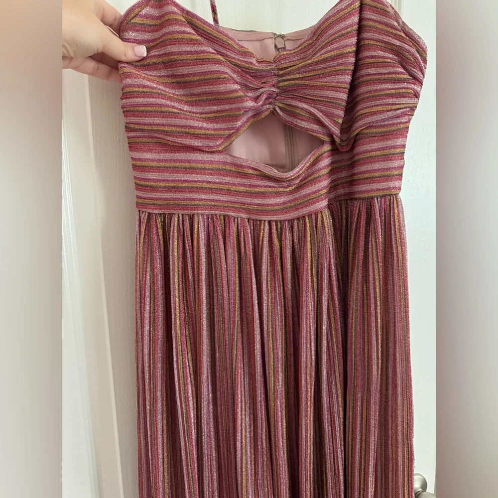 Aqua Striped Maxi Dress in Rose and Cream - Picture 2 of 3